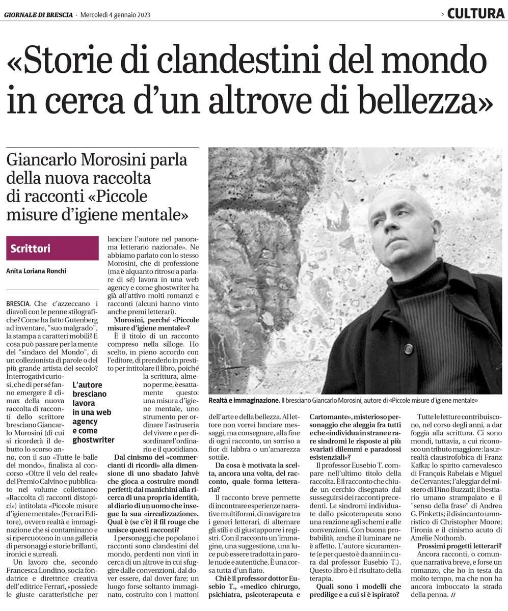 FerrariEditore's tweet photo. PICCOLE MISURE D’IGIENE MENTALE di G.Carlo Morosini > Ne parla il @GdB_it https://t.co/qBAXGdomMa