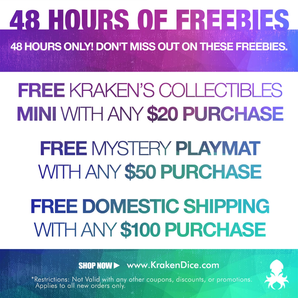 Kraken Dice on Twitter "48 Hours of Freebies check it out on our