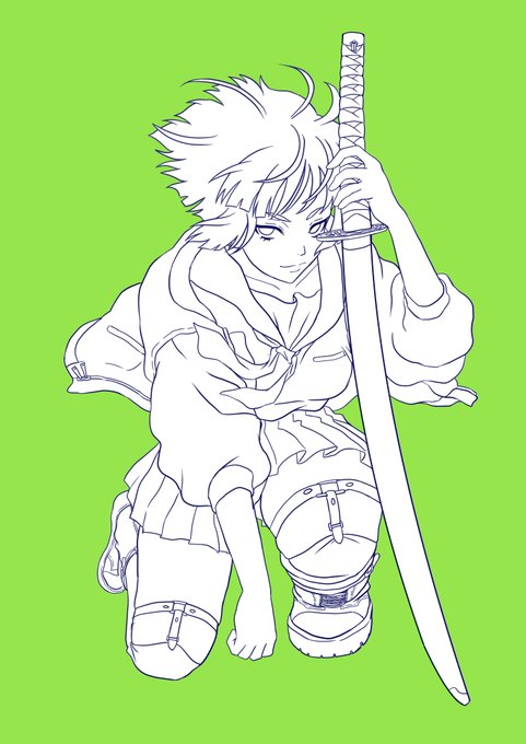 新しい名刺のイラスト、とりあえず線画できた 