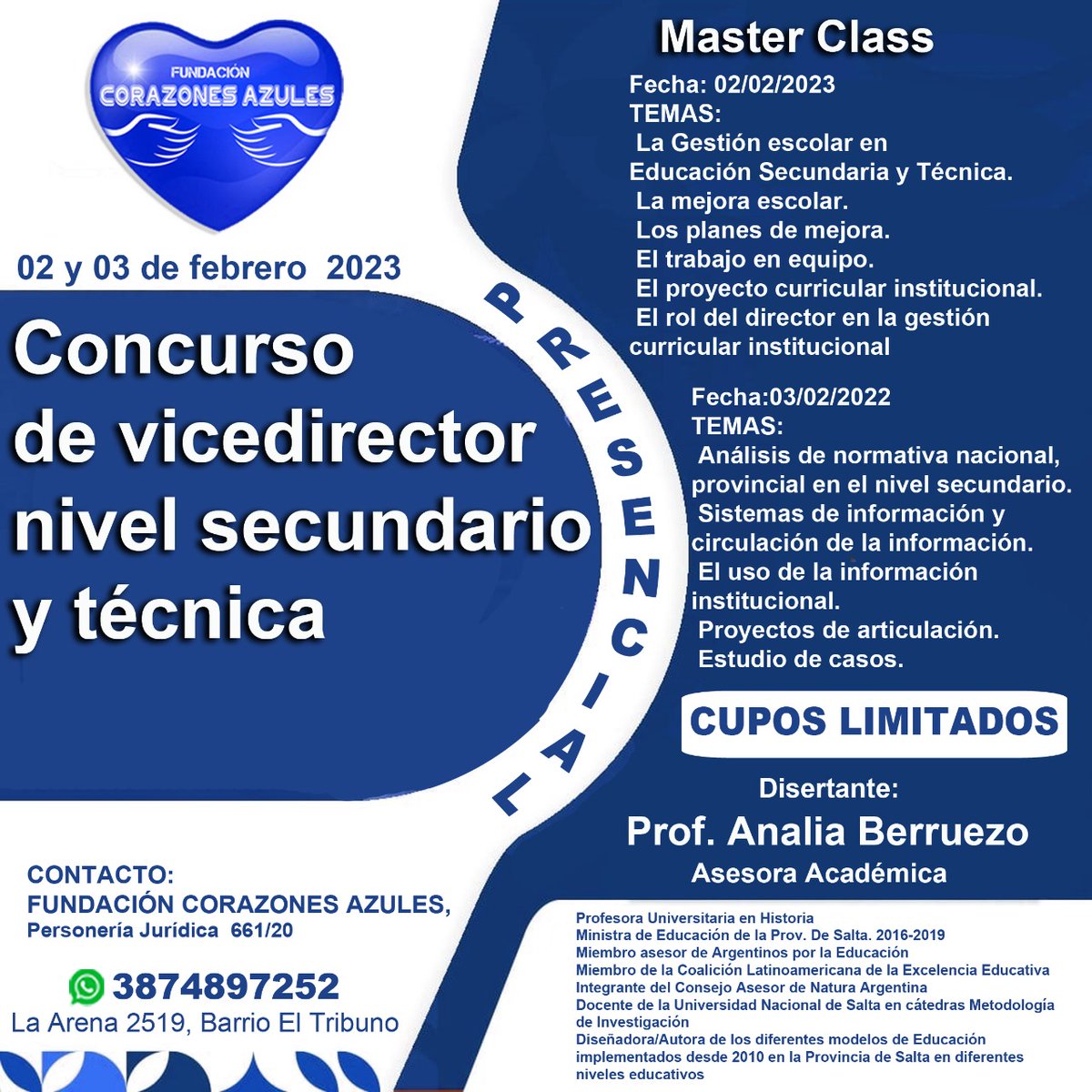 ℹ️Buenas profesores, desde la fundación lanzamos el *MASTER CLASS* para nivel secundario y técnica.

📆El día 02-02-2023 y 03-02-2023
En el flayer están los temas que serán tratados
⏰desde las 09:30hs hasta 13:00hs.
📲📲📲📲
Link de inscripción : forms.gle/Kq7TkNdfG7Qout…