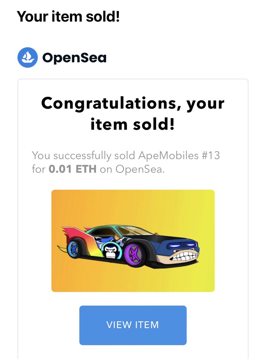 AdmirableNews's tweet photo. 🙀Apemobiles #13 Just sold for .01 ETH! 

APEMOBILES NFT COLLECTION IS NOW FREE TO MINT FOR LIMITED TIME!

👉https://t.co/Nyf0J9fSDY Mint now!

#nft #openseanft #nfts #ape #apemobiles #nftartist #nftproject #opensea https://t.co/zHPsgd5g0N
