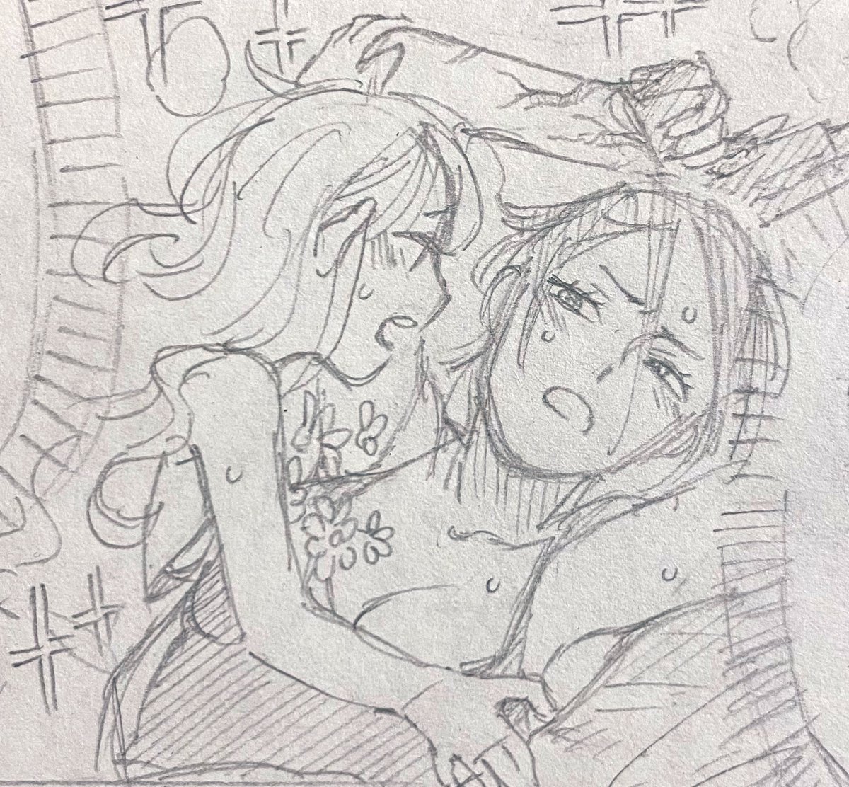 最初期のネーム1話はもっと百合&お色気要素(?)入れるように言われてたのでこういうシーンもあったw 自分で描いてて笑った記憶ある #姫カヴァ 