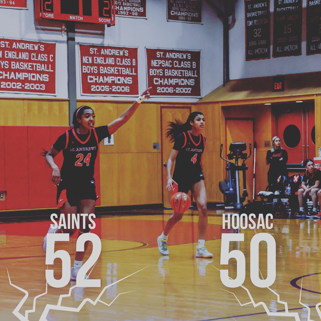 Saints prep started off the New Year right with a big NEPSAC AA win over Hoosac!  Top performers: 🏀 <a href="/ThaliaShepard04/">Thalia Shepard</a> 13p, 2r 🏀<a href="/ValleKaleigh/">kaleigh valle</a> 12p, 2a 🏀 <a href="/Vdawson06/">Veronica Dawson</a> 12p, 4r. The Saints are back in action tomorrow at 2 pm at home vs Winchendon. #GoSaints🏀