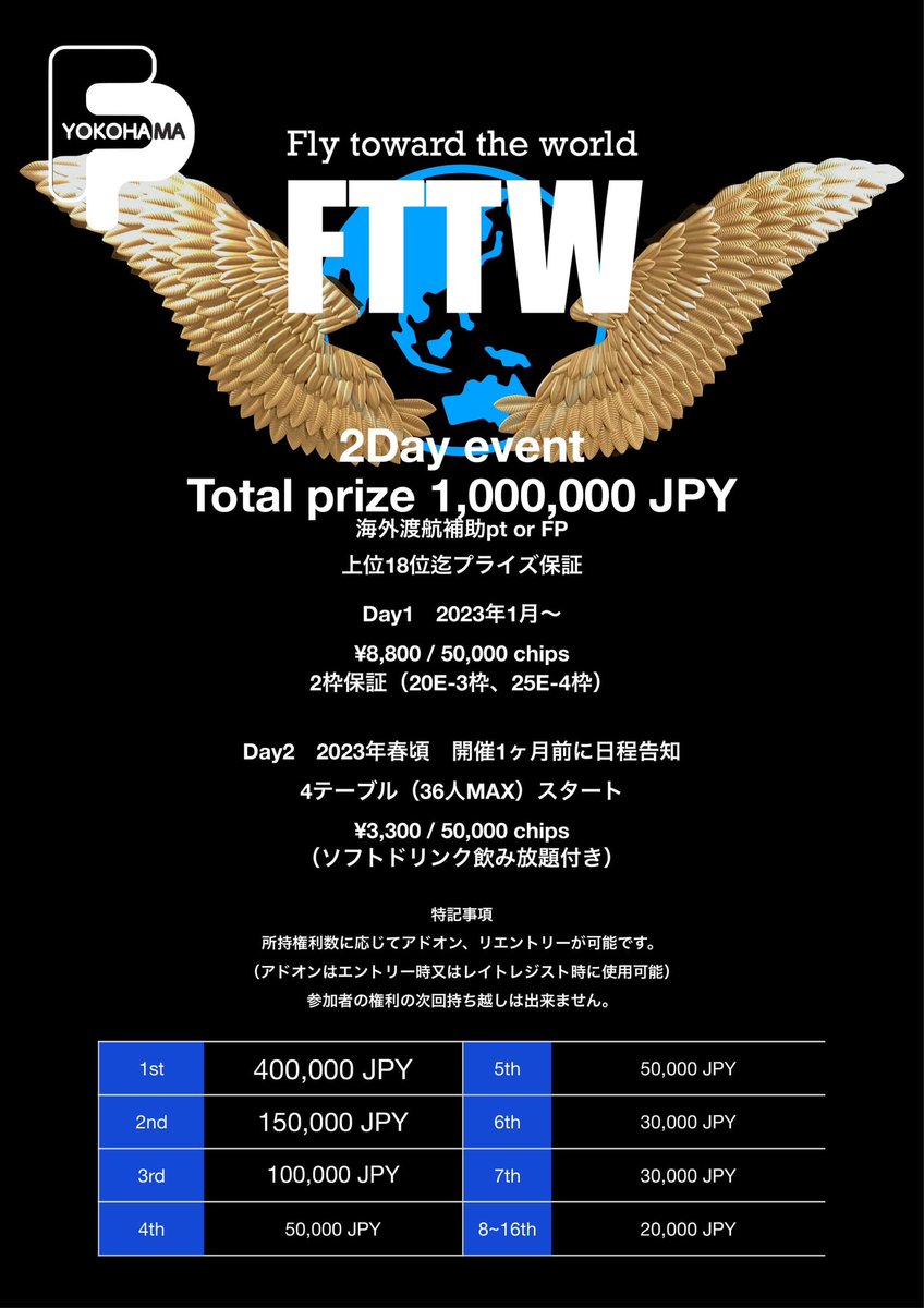familypotykhm's tweet photo. 新企画が始まります
FTTW
Total prize 1,000,000JPY海外渡航補助pt or FP
2Day event
日程告知を待て
#ファミポ
#FTTW https://t.co/1RZZZm0m0h
