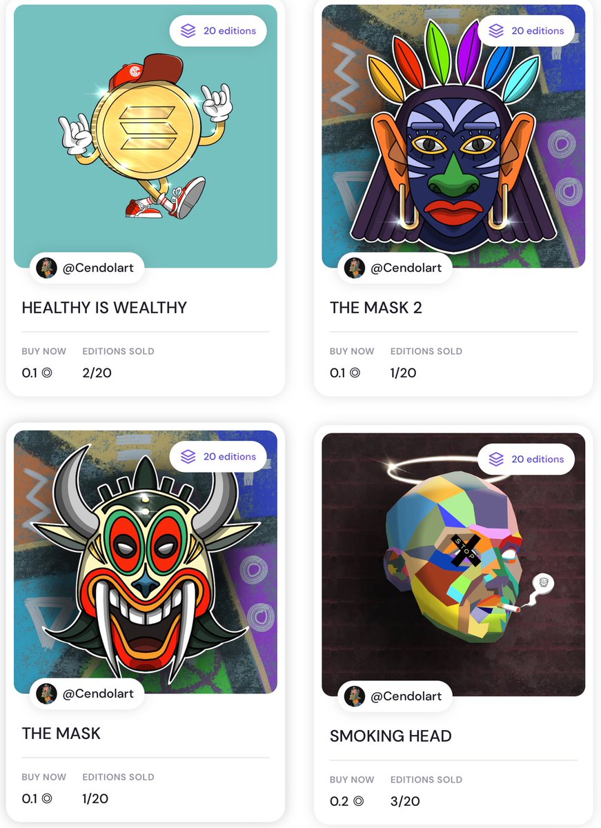 Hello guys 
My Edition 
Only 0.1 sol
Pick one if you like it
<a href="/formfunction/">Formfunction</a> 
#formfunction  #edition #Solana #SolanaNFTs #NFTs #NFTCommunity 
Link as below 👇 

formfunction.xyz/@Cendolart/ser…