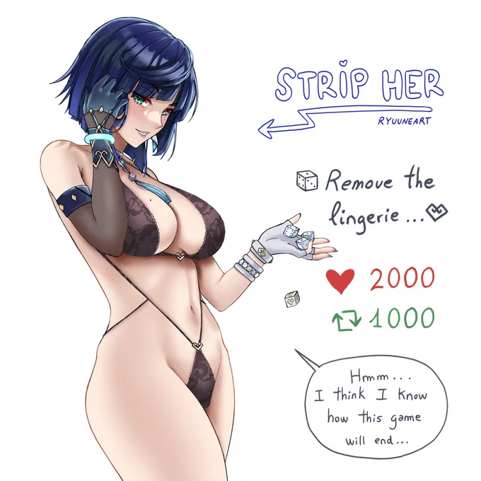 Stripping Yelan Part 3🎲
Yelan seems willing to gamble everything ~ let's win this game again to get our prize! 😤💙 Next will be the last part! let's gooo

#stripthegenshin #原神 #GenshinImpact 