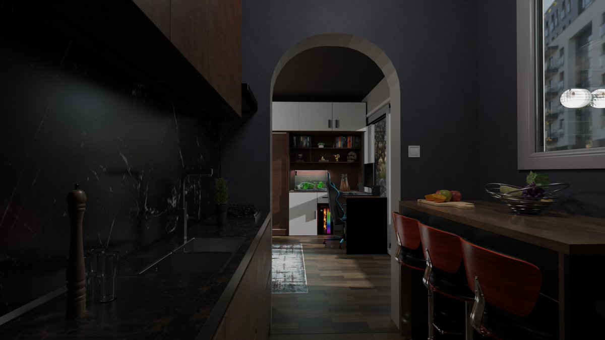 BlendermanEd's tweet photo. kitchen and bathroom design 🖤💀

#darkmode #black #blender #blender3d #interiordesign #ed #simple #3d #design https://t.co/5Vof63EiCL