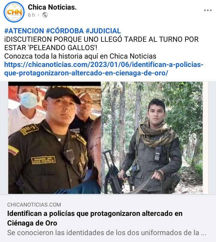 En #cienagadeoro <a href="/cienagadeoro/">Cienaga de Oro</a>  <a href="/GobCordoba_/">Gobernación de Córdoba</a> <a href="/orlandobenitezm/">Orlando Benítez</a> @AngieChaparroS <a href="/andreanimalidad/">Andrea Padilla |Senado Alianza Verde🌻#️⃣1️⃣4️⃣</a>  en una pelea de gallos y la autoridad <a href="/PoliciaColombia/">Policía de Colombia</a> <a href="/PoliciaMonteria/">Policía Metropolitana de Montería</a> <a href="/ICACOLOMBIA/">ICA Colombia</a>  <a href="/FabianDiazPlata/">Fabian Diaz</a>  no están cumpliendo de suspender las peleas de gallos.
