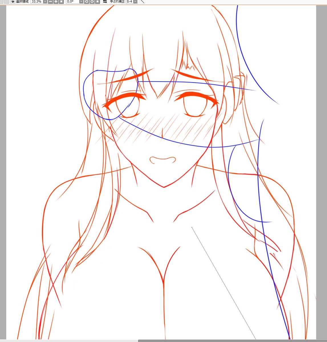 おチ〇ポ目隠し的なを描いてはみたいと前から思っていたので今回はそういうシーンを入れておりますです〆('ー`)b
表情は無くてもいいだけど・・・
調整用に描いてみたですw 