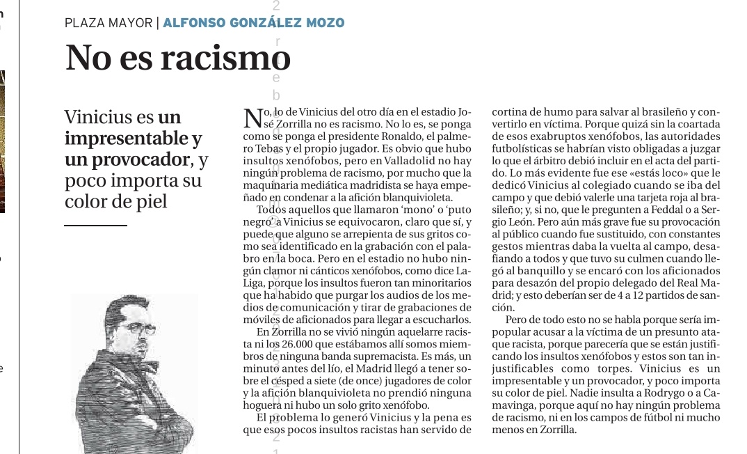 La opinión de <a href="/AlfonsoGMozo/">AlfonsoGonzálezMozo</a> en <a href="/DiadeValladolid/">El Día de Valladolid</a>, no puedo estar más de acuerdo.
Las cosas llamadas por su nombre, <a href="/Ronaldo/">Ronaldo Nazário</a> no era tan difícil sacar un comunicado acorde a lo que pasó y no toda la mierda que te inventaste.