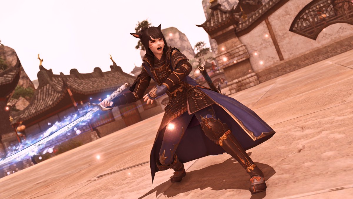 fantasyBladeXIV's tweet photo. #FFXIV #ffxivglamour #GPOSERS #ffxivsnaps #GShade #NenekoColorS #FFXIVScreenshots  #FF14SS #miqote Just update my sam. glam recently! 😎 https://t.co/CwBYkgw6dD