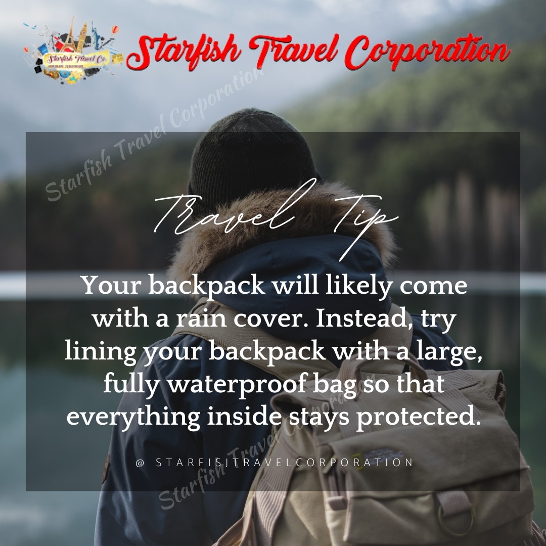 Travel Tip
#starfishtravelcorporation #travel #traveltips #bagpacks #waterproofbag #raincovers #goodtoknow #importantfortravellers