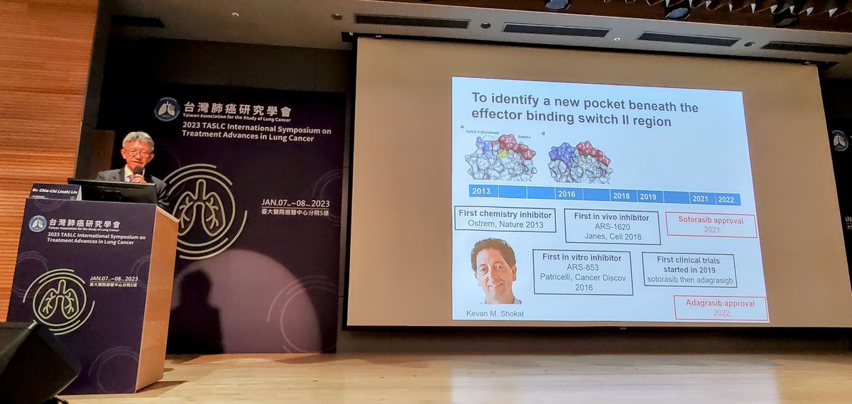 HHorinouchi's tweet photo. Prof. Chia-Chi (Josh) Lin summarized KRAS inhibitors "What's right?" Comprehensive overview from the discovery of Switch II pocket through resistance to current KRAS G12C inhibitors. #LCSM #TASLC https://t.co/HCfO8CIv07