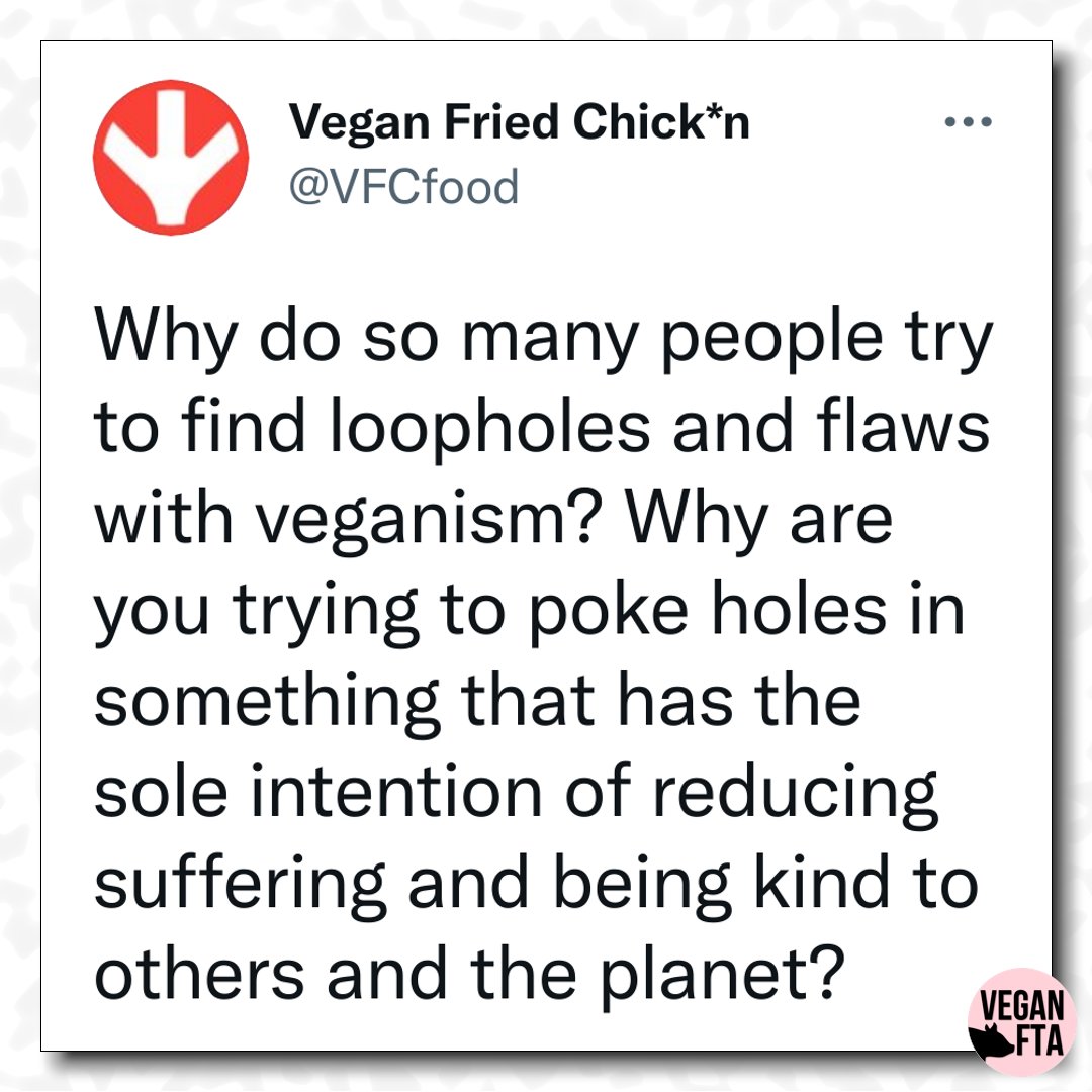 Great questions by @VFCfood 🙌

The arguments against veganism reflect more an unwillingness to change than real structural reasons not to adopt it. 👀

👉 Sign the Pledge to Be Vegan for Life: drove.com/.2A4o

#veganfta #veganfortheanimals #fortheplanet #quote