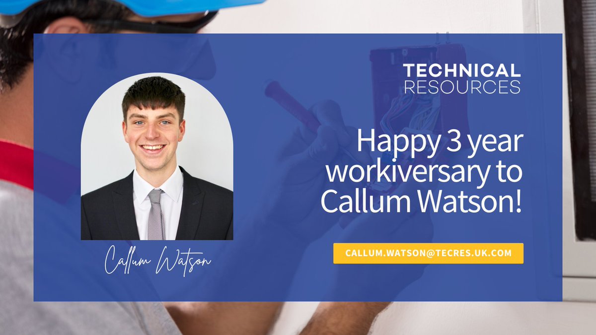 technicalresltd's tweet image. Happy three-year work-iversary to Callum Watson! 😃

Callum works in our #FireandSecurity perm team as Team Leader – specialising in placing the best Fire and Security candidates on the market. Congrats Callum – we look forward to the successes you’ll be creating this year. 👏