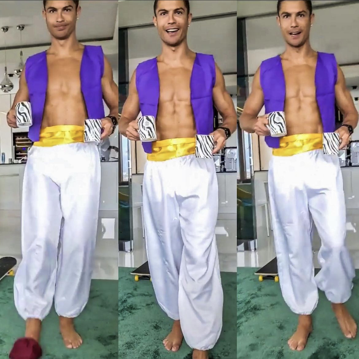 TimelineCR7's tweet photo. Cristiano Ronaldo dressed like Aladdin… 😂❤️ https://t.co/BVWBTEnOLT