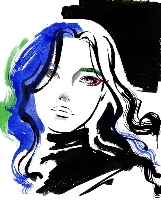 ざくざく筆使い#イラスト#墨絵 
