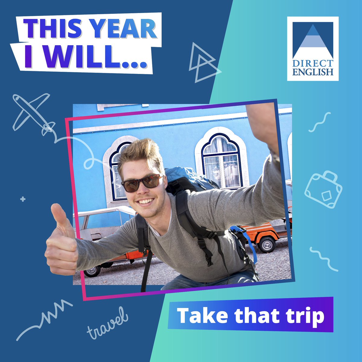 directenglish's tweet photo. This year I will…..TAKE THAT TRIP! Where will you explore this year with your advancing English speaking skills?  #englishlanguage #englishlanguagelearning #onlineenglish #onlinelearning #learnonline #travelmore #thisyeariwill https://t.co/UetwKeUGno