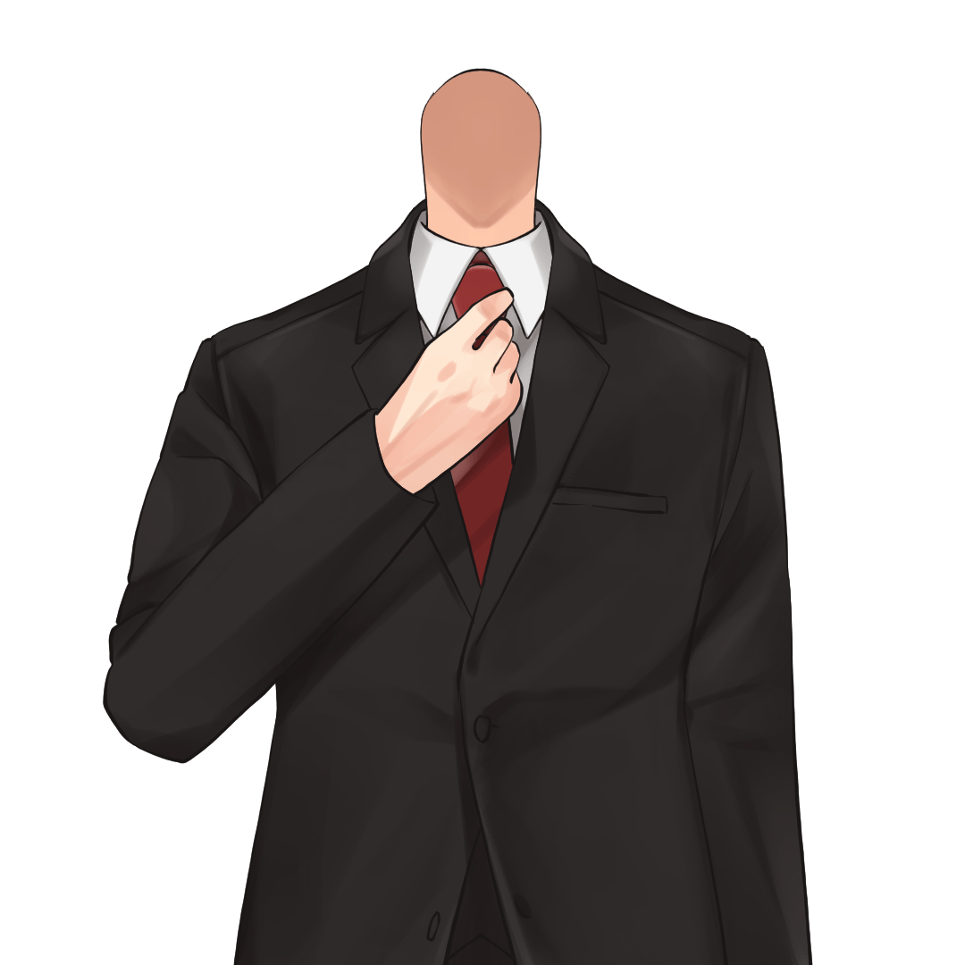 【むみ@低浮上様】VTuber インテリヤクザ　ジャケット・シャツ・ネクタイ ネクタイに手を掛けるスーツの衣装素材です。 (ご使用の際は、RT or