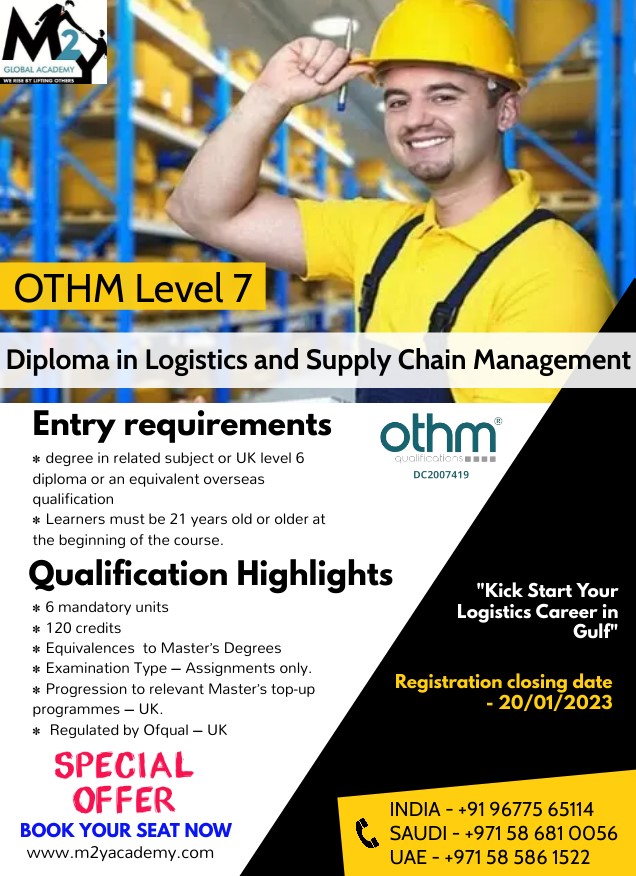 m2yacademy's tweet image. OTHM Level 7 Diploma in Logistics and Supply Chain management Course offered by M2Y Academy.

Join M2Y Global Academy - Call +91 96775 65114 /+971 58 681 0056 / +971 58 586 1522

Visit Us m2yacademy.com

#m2yglobal #academy #othmlevel7 #logistics #supplychainmanagement