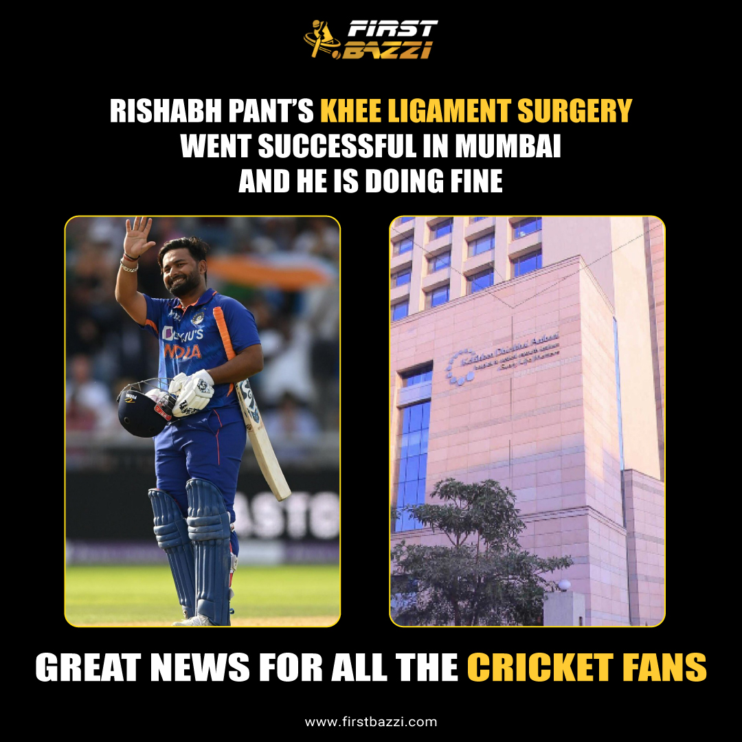 firstbazzi's tweet photo. As per the reports, the surgery for the knee ligament of Rishabh Pant went successfully at Kokilaben Dhirubhai Ambani Hospital in Mumbai.
.
.
.
.
.
#Cricket #FirstBazzi #RishabhPant #IndianCricket #BCCI #Mumbai #INDvsSL #INDvsAUS #TeamIndia https://t.co/BBfXhw47xv