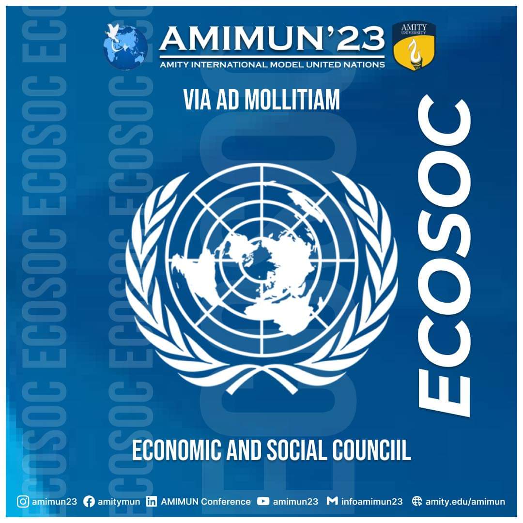 amimun23's tweet photo. With great pride, we are elated to announce the Third Online committee at The Amity International Model United Nations Conference 2023 - United Nations Economic and Social Council (ECOSOC). #onlineconference #internationalrelations #unitednations #ecosoc #modelunitednations https://t.co/KEc19yhSEs