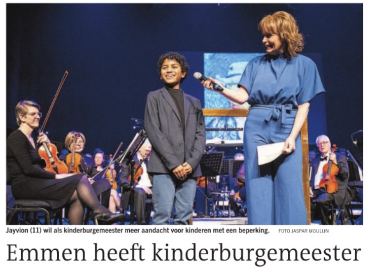 Wij feliciteren Jayvion Hasewinkel als eerste kinderburgemeester van de <a href="/GemeenteEmmen/">Gemeente Emmen</a>! En we nodigen hem alvast uit om een keer langs te komen in de fractie. We kijken uit naar een mooie samenwerking.