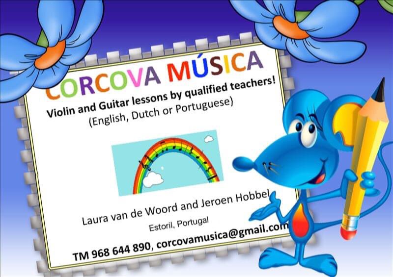 Violin and guitar lessons in Estoril, Alto dos Gaios. All ages!
No entrance fees. Come by for a free trial lesson🎻🎶 
TM 968 644 890
corcovamusica@gmail.com 
#corcovamusica #violin #violino #violinlessons #InternationalMusicSchool #musiclessons #allages #estoril #cascais #lisbon