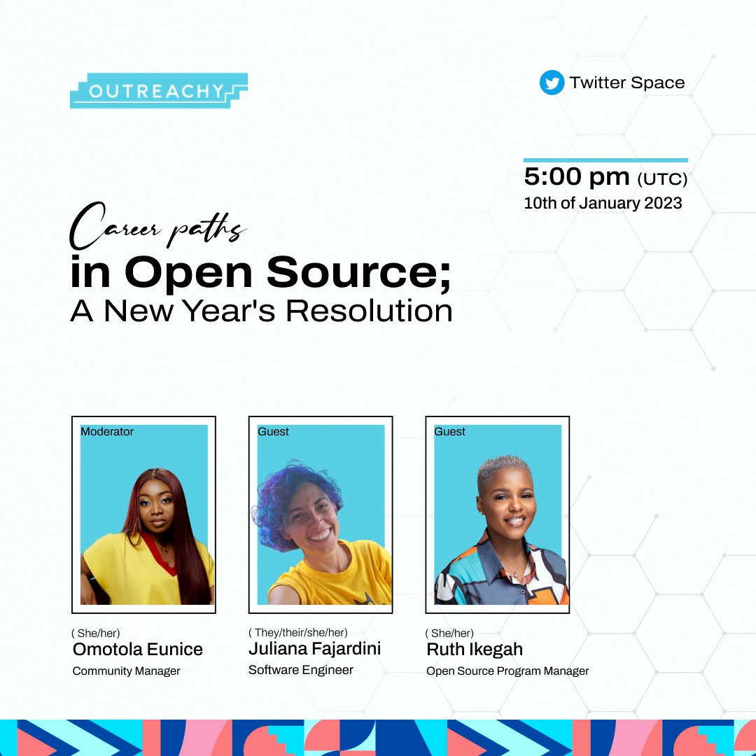 Join our guests, both open source advocates, on this discussion, "Career Path Open Source: A New Year's Resolution."
 
<a href="/IkegahRuth/">💛</a> is a #opensource program manager, technical writer, and GitHub star.
@jufajardini works as a software engineer and writer.