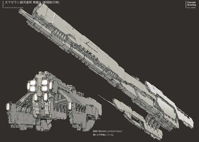 Designed 40+ ships and spaceports.(Credited with #JunjiOkubo )#Throwback2009 #InfiniteSpace #無限航路 