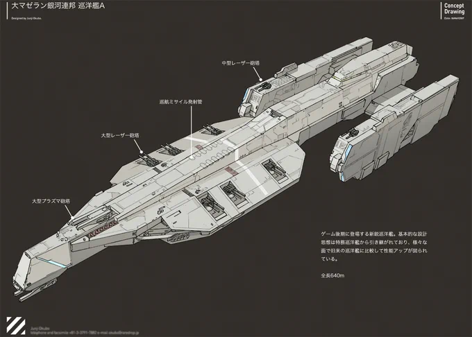 Designed 40+ ships and spaceports.(Credited with #JunjiOkubo )#Throwback2009 #InfiniteSpace #無限航路 