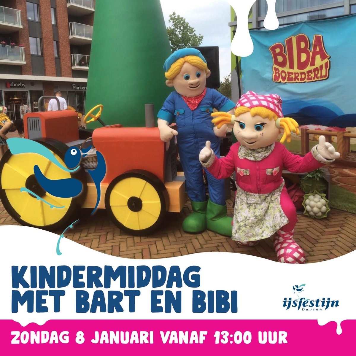 ijsfestijn's tweet photo. Morgenmiddag is er bij het IJsfestijn een kindermiddag met het thema ‘Boerderij’. Daar ontmoet jij Bart en Bibi in levende lijven!

Om 13.30 uur, 14.30 uur en 15.30 uur kun je met ze dansen, lachend op de foto of wat dacht je van een grote hi-five! https://t.co/NIL9CUNnwo