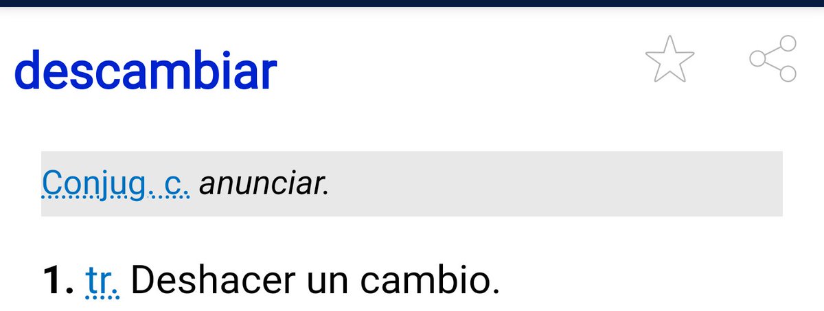 DESCAMBIAR significaría, por poner un ejemplo práctico, que me han regalado una camiseta talla M, pero me queda un poco justa, así que la CAMBIO por la L, pero me queda muy grande, así que la DESCAMBIO por la M. No sé si me explico 😒

#Descambiar
#7DeEnero