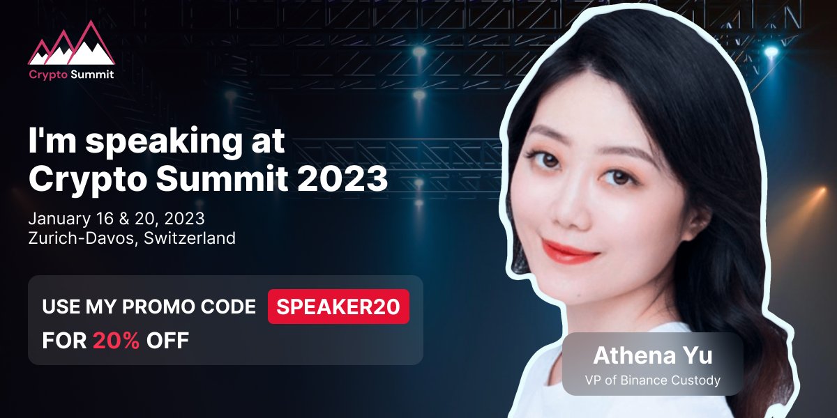 smartvalorinc's tweet photo. Introducing Athena Yu – VP of #Binance Custody to the https://t.co/8zh3CcWBA5 stage ⭐

Athena will be joining us on the main stage for a panel discussion on "Custody: The genesis block of institutional adoption" https://t.co/tWReCVgBLM