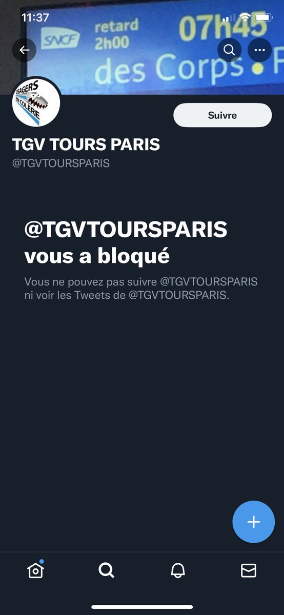 Voilà ce qui arrive quand tu mets @DavidCarter_Fra alias #tgvtoursparis face à ses fakenews. Il y a tant de pb à la sncf mais depuis qq tps sa haine devenue obsessionnelle envers les cheminots et la sncf décrédibilisent son discours. Dommage.