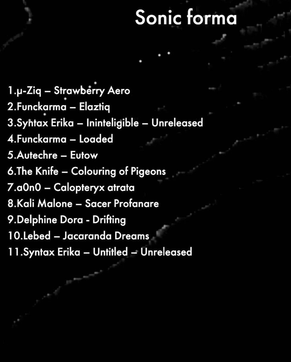 listen_camp's tweet image. Check out the latest Sonic Forma show from @syntaxerika!

mixcloud.com/camp_fr/sonic-…

syntaxerika.tumblr.com
#Experimental #Explorations #Electronic #Ambient #idm #techno