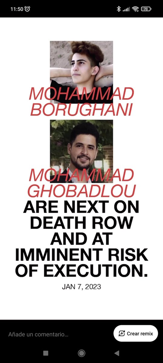SergioFSierra's tweet photo. #MohammadMehdiKarami y #SeyedMohammadHosseini acaban de ser ejecutados en Irán. Qué se está haciendo para defender los derechos humanos allí? #MohammedBoroghani y #MohammadGhobadloo serán los siguientes si no se hace algo para pararlo. https://t.co/A8BwHhBWgw https://t.co/pm4xUImLmz