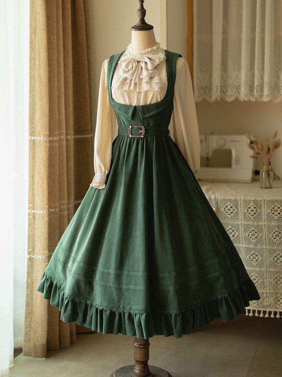 ManusMachina 深緑のお嬢様の縦縞ジャンパースカート edited_IMG_7653_b4b7de10-d533-