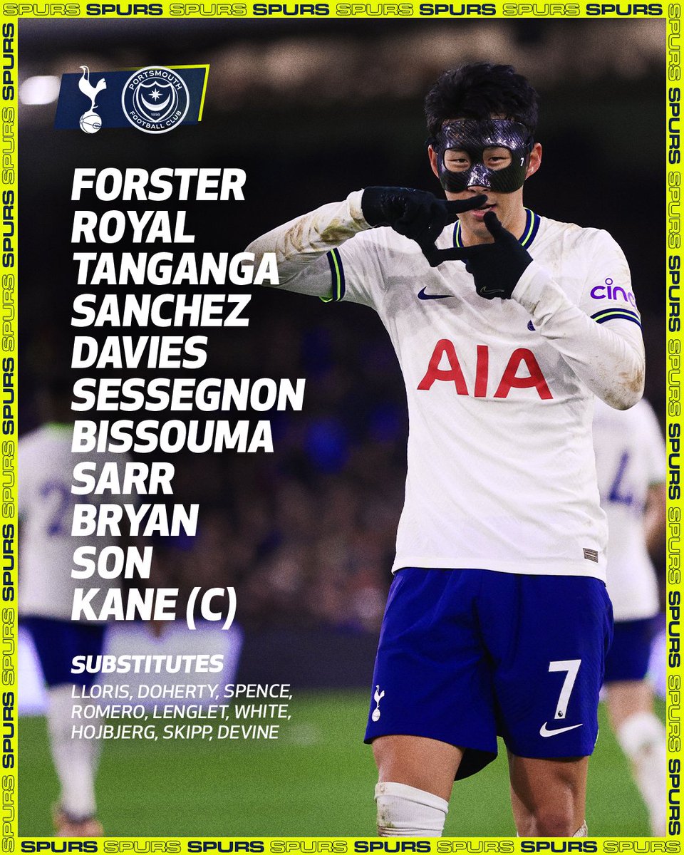 Tottenham vs Portsmouth line-up