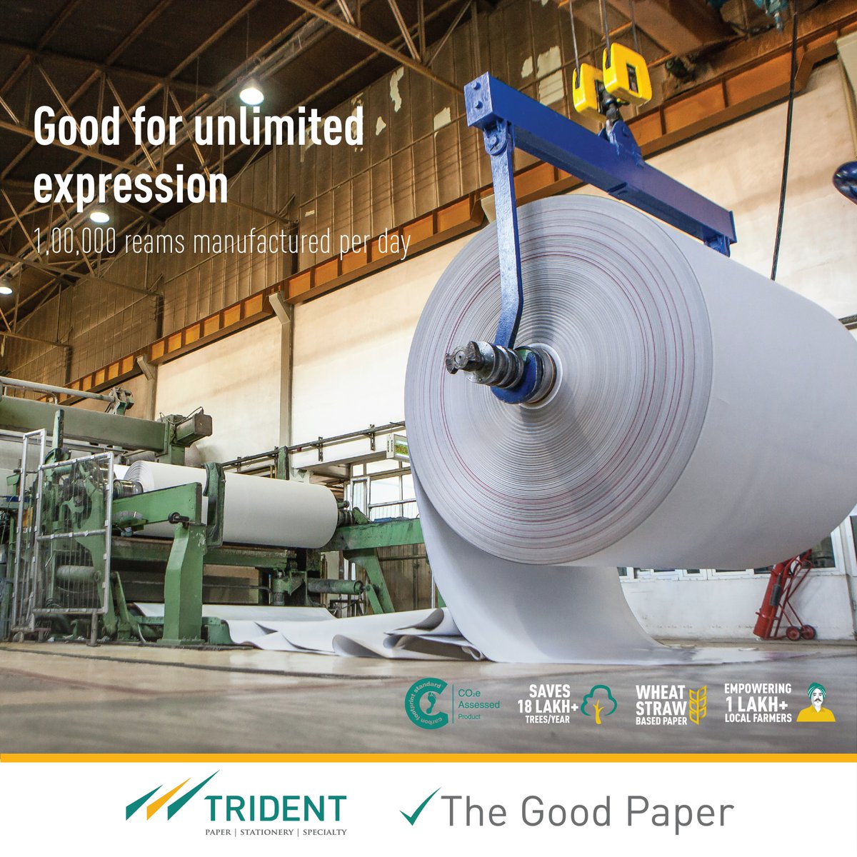 TridentGroupGLB's tweet photo. Kick back and enjoy expressing your
creativity as much as you want. Offering you unlimited
expression, we manufacture 1,00,000 reams of The
Good Paper every day. Available in a variety of
qualities to serve all your paper needs.
#thegoodpaper #wheatstrawbasedpaper
#tridentgroup https://t.co/hSdCzqSepa