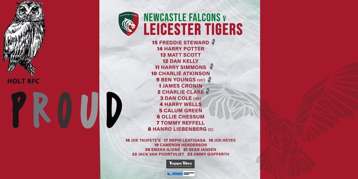 Neville_D's tweet photo. 4 Holt RFC Owls running out for @LeicesterTigers today   @dallaglio8 @btsportrugby @IamAustinHealey @MartinBayfield @ugomonye https://t.co/gE3goOA0mA