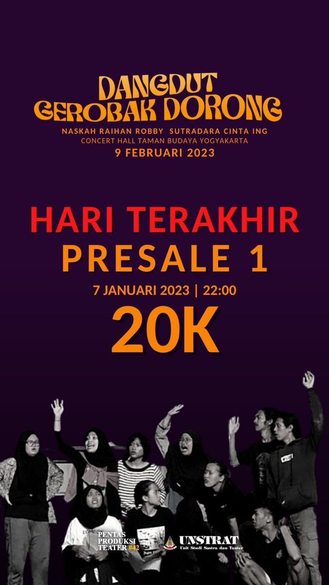 UNSTRAT_UNY's tweet photo. Gaskan borong tiket presale 1 sebelum harganya berubah!
https://t.co/bQImxEOI8c
#UNSTRAT #Pentas #Produksi #Teater #PPT42 #mahasiswa #UniversitasNegeriYogyakarta #UNY #teaterkampus #teaterjogja #eventjogja #jogja #yogyakarta https://t.co/RCEfrOR9pk