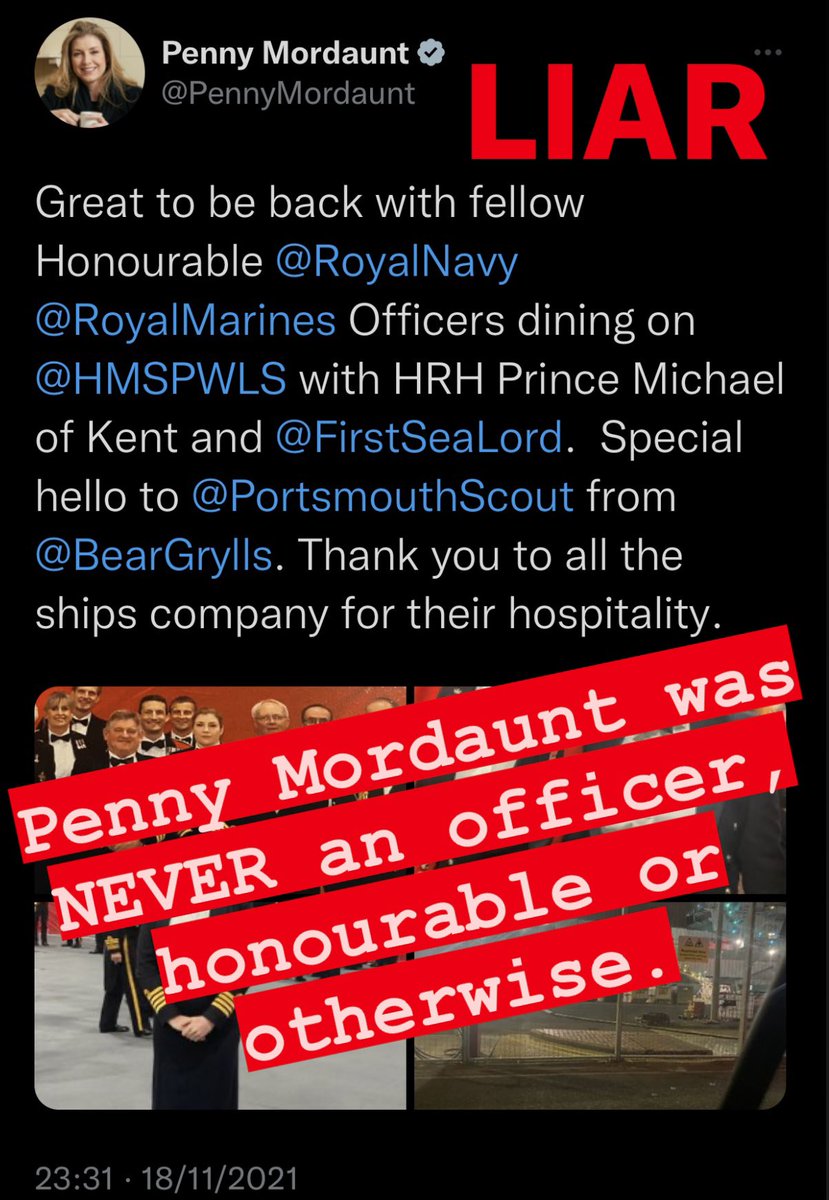 Mg1701E's tweet photo. Whilst Harry draws rag readers ire for *doing his job*, a reminder that gaslighting Tory Leader of the House, Penny Mordaunt, used an unearned honorary title to portray herself as a veteran & they were all cool with it. #ToryPropagandaMachine deflecting from #ToryMalfeasance https://t.co/T60dBioXgc