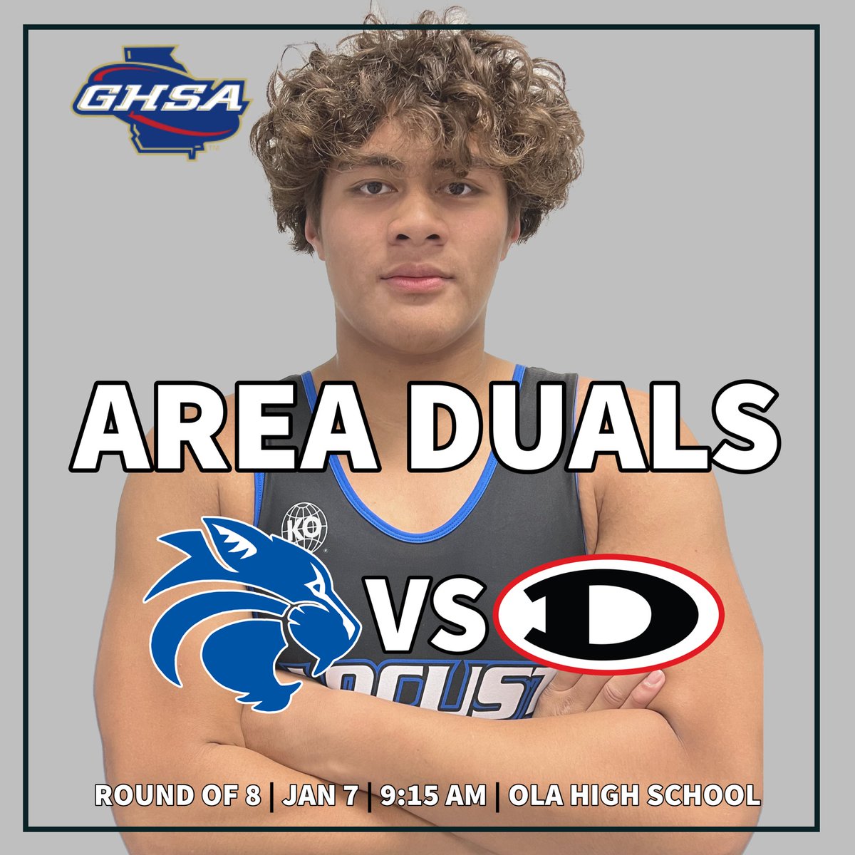 LGHWrestling's tweet photo. Locust Grove opens up with Dutchtown in the round of 8 at the Region 2 AAAAA wrestling tournament this morning!
#LGWrestling | #SpladleCity https://t.co/XPd71mKeR5