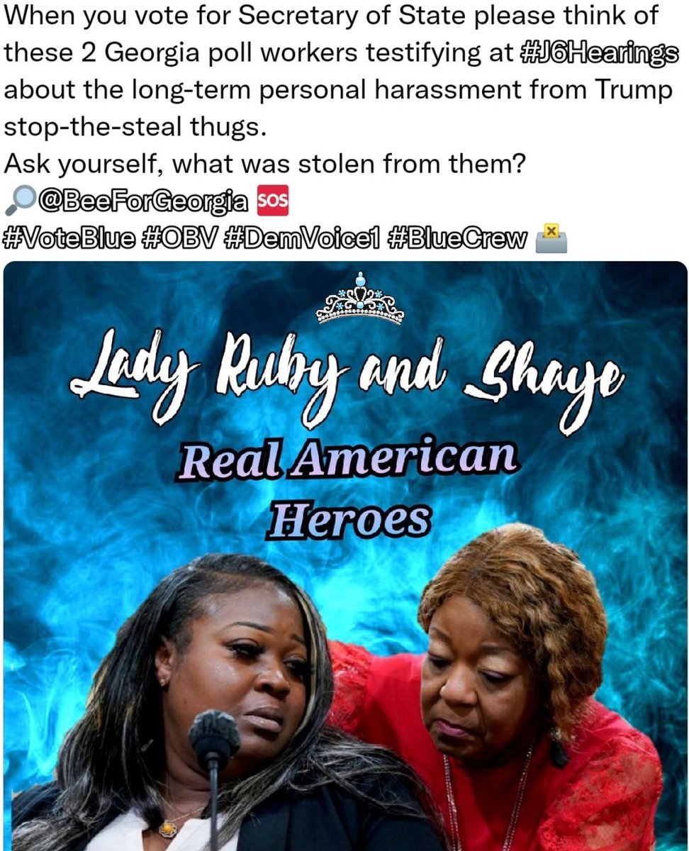 Catmandoodlebug's tweet photo. Lady Ruby & Shaye,
Congrats! 💖🇺🇸 What an Honor!
You Make GA Proud!
💔 When I think of what you endured.
You are Beacons of Hope &
When we vote we'll think of you! 💎💫
We didn't win for Nguyen *this* time,
But We WILL Try Again!
💙🕊
#DemVoice1
#VotingRights
From Nov. 2022: https://t.co/xzVDklU9fA
