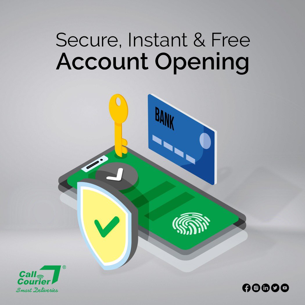 We offer secure and free account opening. Save the hassle and message or call us now for instant account opening. #CallCourier #SmartDeliveries #SmartCOD
