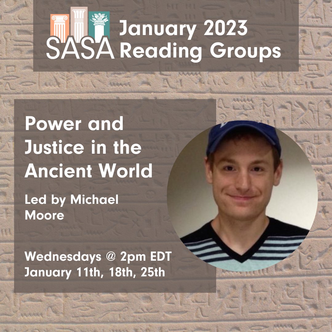 AncientSave's tweet photo. 📚 #RSVP NOW - #FREE #ReadingGroup: 'Power &amp; Justice in the Ancient World' w/ Michael Moore!!
 
🗓 Wed @ 2pm EDT - Jan 11, 18, 25
 
➡️ RSVP REQUIRED; limited spots! https://t.co/Zq1cJyBCd8
 
#SASA #PowerPolitics #PowerAndJustice #ANE #ClassicsTwitter #AncientHistory #Justice https://t.co/jsMP6MNtUY