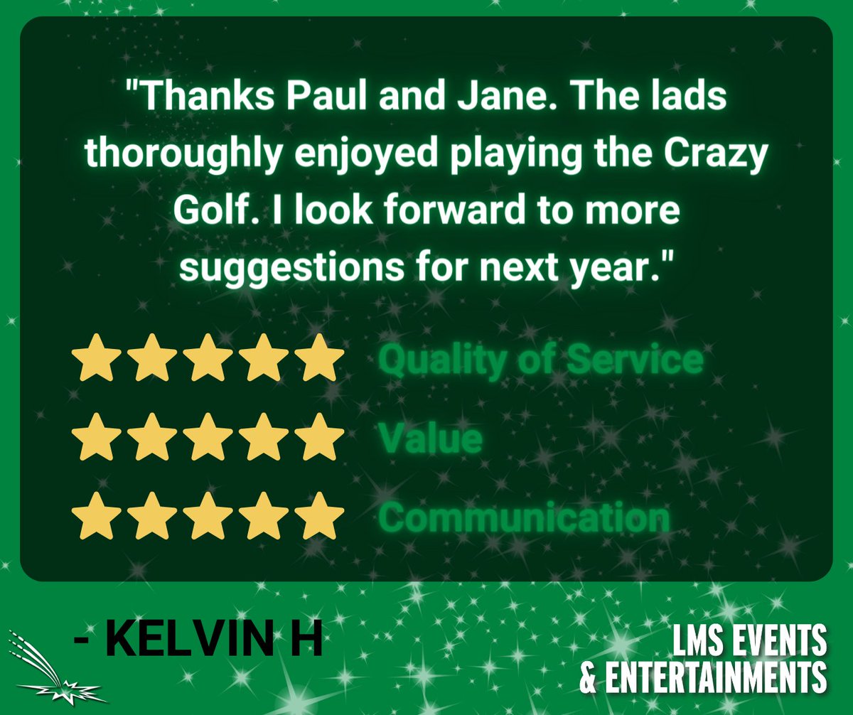 Fantastic feedback from Christmas Fun Day we held in Leeds over Christmas! 🌟

A huge thank you for your feedback, we will look forward to working with you again in 2023! 👍🏽

#review #crazygolf #crazygolfhire #christmasfun #funday #staffevent