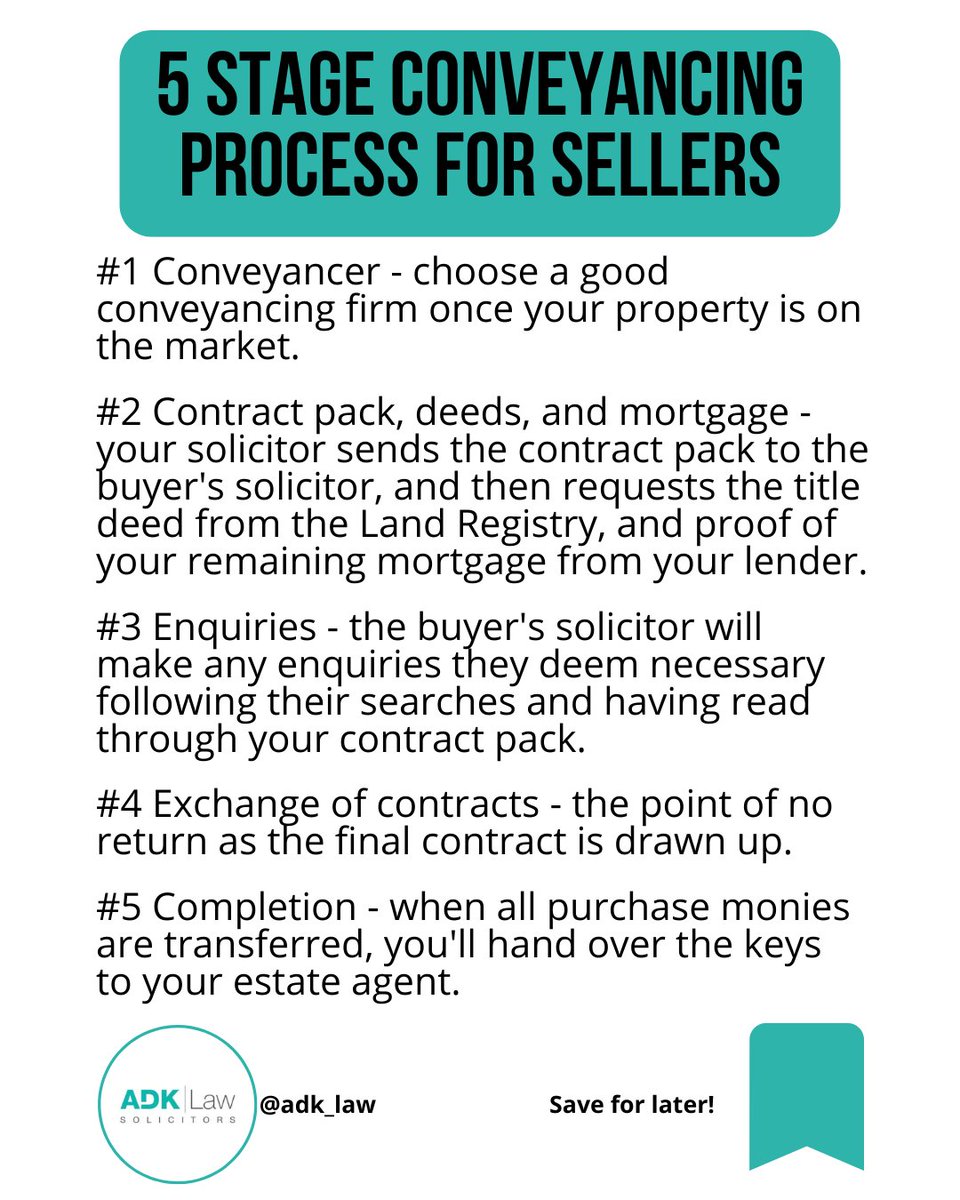 We cleared up the conveyancing process for homebuyers in our last post 🔙

It’s only right to walk you through the process if you’re selling too 🚶

Here's the process for housesellers 🏠

#houseselling