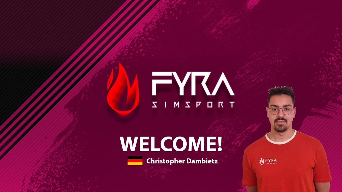 👋Welcome <a href="/CDambietz/">Christopher Dambietz</a> !

We are happy to announce that Christopher will be a part of our team, and can't wait to see what the future will bring. He has huge experience in iracing, both endurance and sprint - So we know he will be a strong fit to our roster. 👊🔥

#LetsFyraItUp